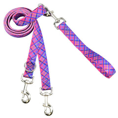 Neon Sunrise Pink Plaid Euro Leash