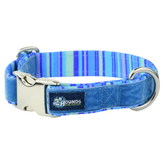 Blue Stripes Velvet Essential Dog Collar (1″ Only)