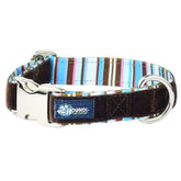 Brown Stripes Velvet Essential Dog Collar (1″ Only)