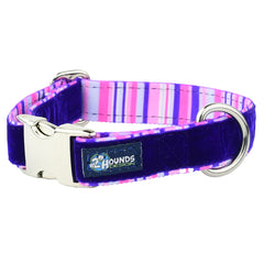 Purple Stripes Velvet Essential Dog Collar (1″ Only)