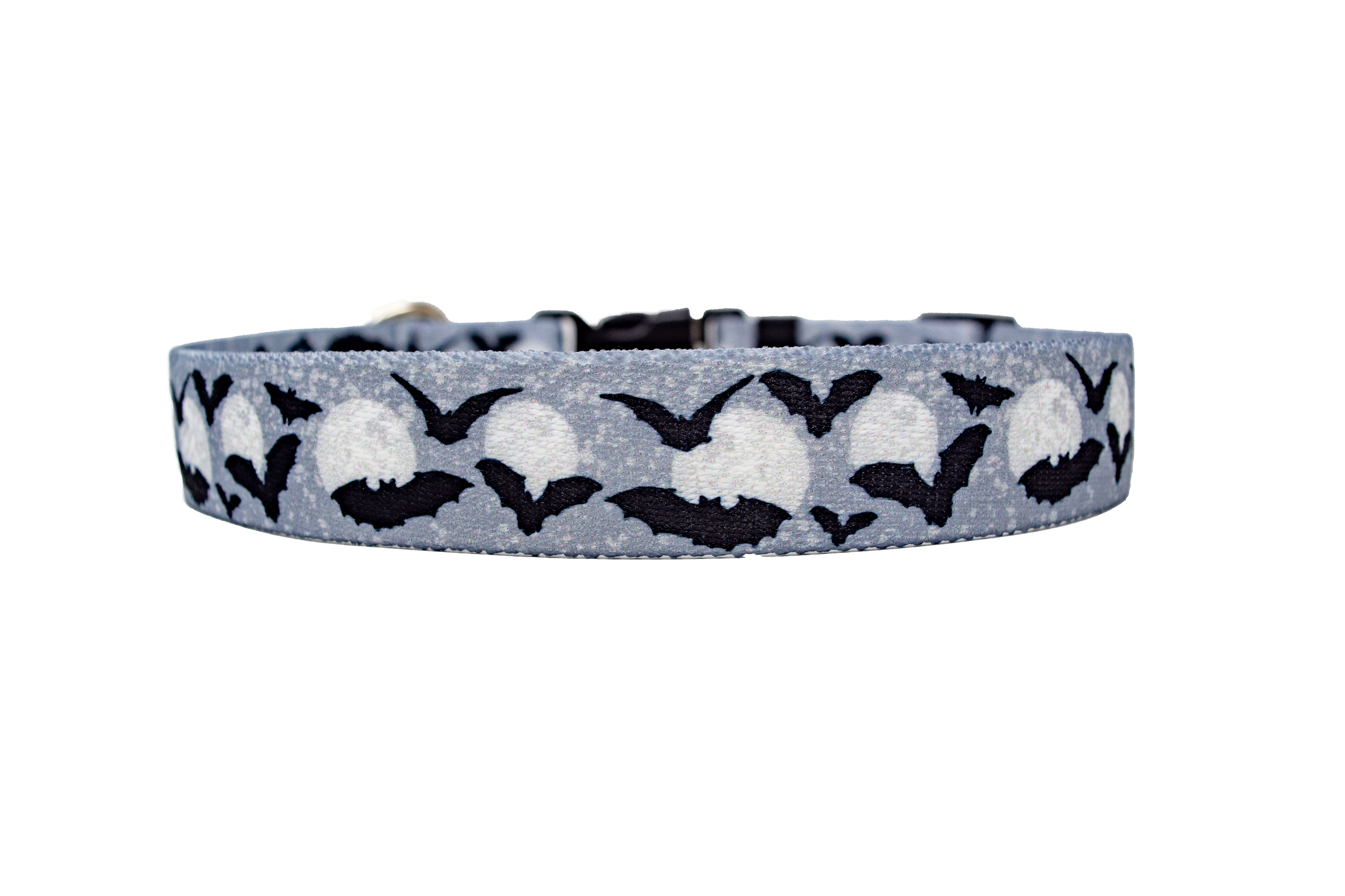 Moon Black and White with Bats Dog Collar