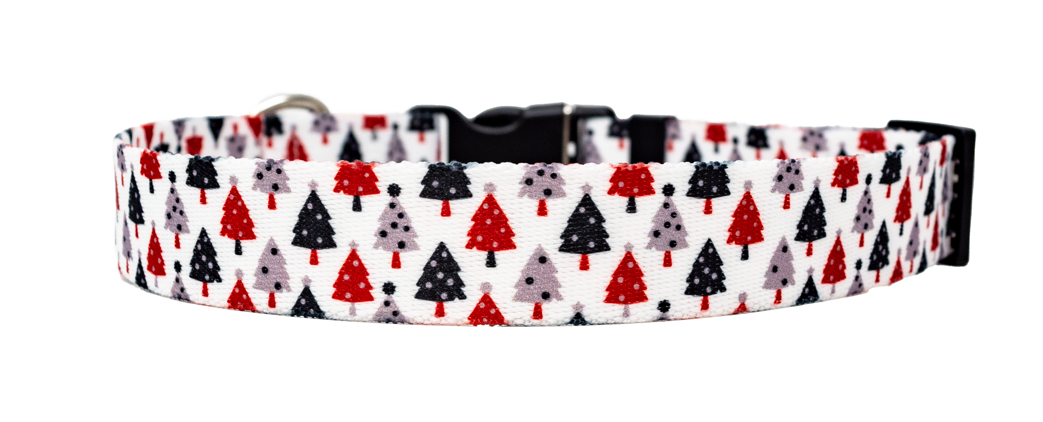 Black and Red Christmas Trees Dog Collar
