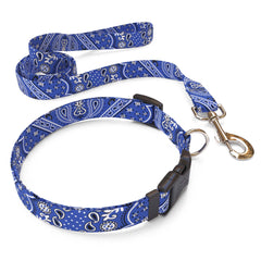 Matching Bandana Blue Dog Collar and Leash