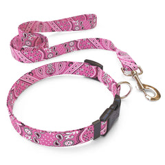Matching Bandana Pink Dog Collar and Leash