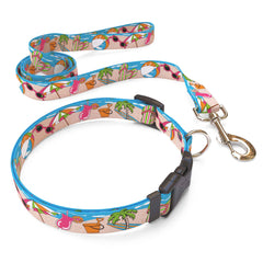 Matching Beach Party Dog Collar and Leash