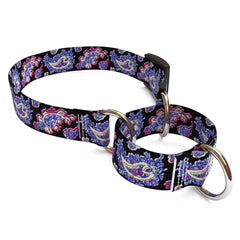 Black Bohemian Paisley Martingale Dog Collar