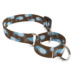 Brown Paisley Martingale Dog Collar