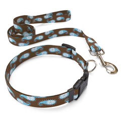 Matching Brown Paisley Dog Collar and Leash