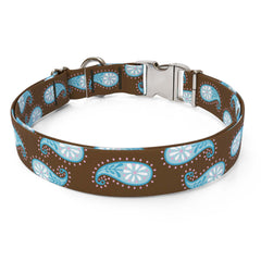 Brown Paisley Sterling Premium Dog Collar