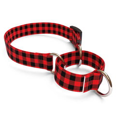 Buffalo Plaid Red Martingale Dog Collar