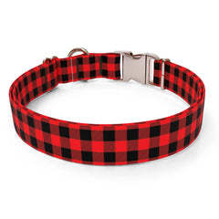 Buffalo Plaid Red Sterling Premium Dog Collar