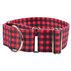 Buffalo Plaid Red 2" Wide Martingale Dog Collar