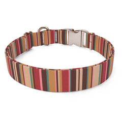 Burgundy Stripes Sterling Premium Dog Collar