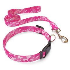 Matching Camo Pink Dog Collar and Leash