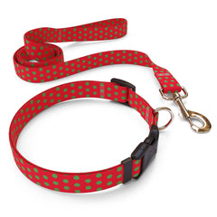 Matching Christmas Polka Dot Dog Collar and Leash