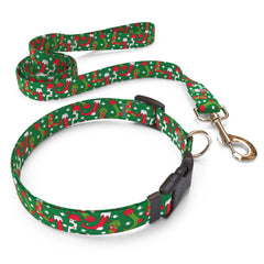 Matching Christmas Stockings Dog Collar and Leash