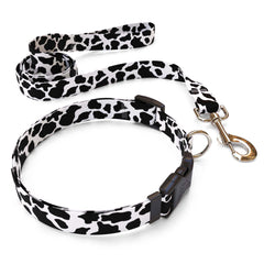 Matching Cow Print Dog Collar and Leash
