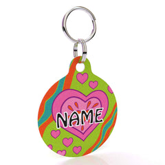 Crazy Hearts Green HD Dog ID Tag