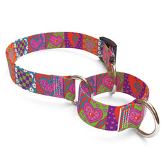 Crazy Hearts Martingale Dog Collar