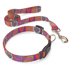 Matching Crazy Hearts Dog Collar and Leash