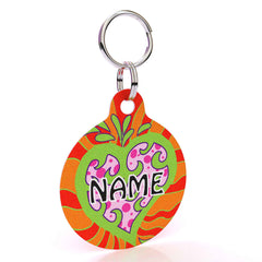 Crazy Hearts Orange HD Dog ID Tag
