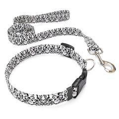 Matching Damask Dog Collar and Leash