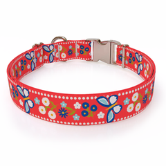Festive Butterfly Red Dog Collar