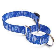 Flaming Tiki Blue Martingale Dog Collar