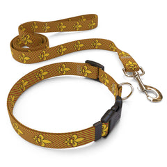Matching Fleur de Lis Gold Dog Collar and Leash