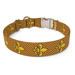 Fleur de Lis Gold Sterling Premium Dog Collar