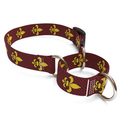 Fleur de Lis Red Martingale Dog Collar