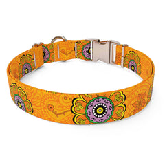 Folk Flowers Sterling Premium Dog Collar