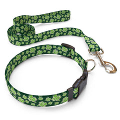 Matching 4 Leaf Clover Dog Collar and Leash