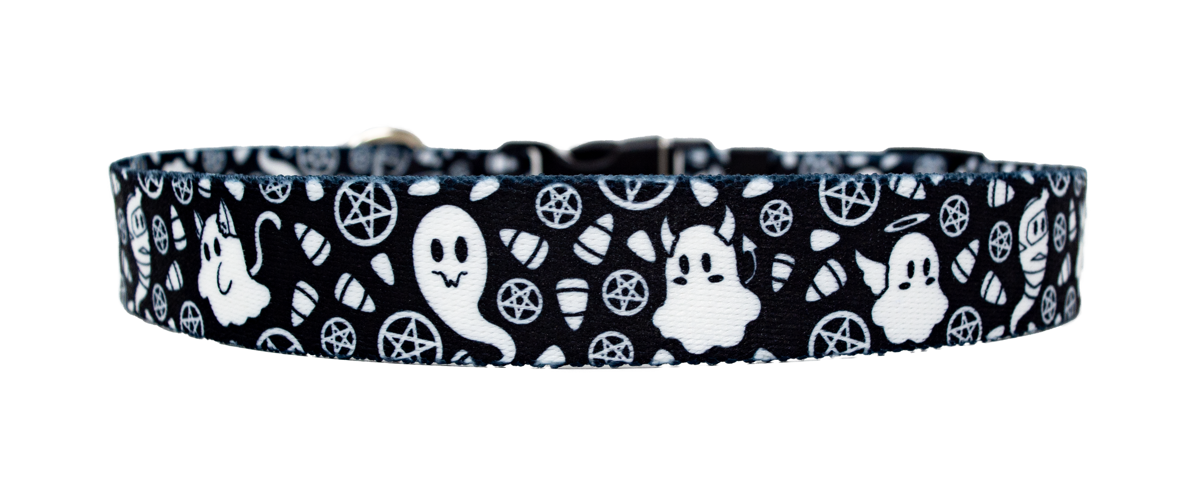 Goth Ghosties Black and White Dog Collar