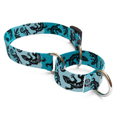 Geckos Teal Martingale Dog Collar