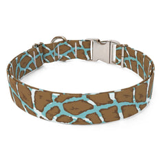 Giraffe Print Teal Sterling Premium Dog Collar