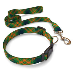 Matching Green Kilt Plaid Dog Collar and Leash