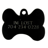 Matte Black Bone Shaped Engraved ID Dog Tag