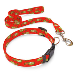 Matching Holiday Paisley Dog Collar and Leash