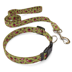 Matching Hot Peppers Dog Collar and Leash