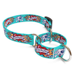 I Luv My Dog Blue Maritngale Dog Collar