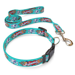 Matching I Luv My Dog Blue Dog Collar and Leash