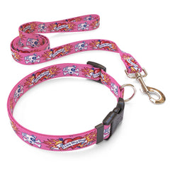 Matching I Luv My Dog Pink Dog Collar and Leash
