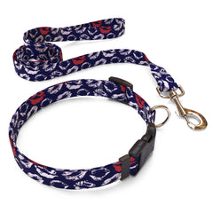 Matching Kisses Black Dog Collar and Leash