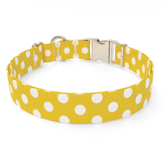 Lemon Polka Dot Sterling Premium Dog Collar