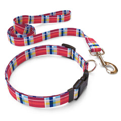 Matching Madras Burgundy Dog Collar and Leash