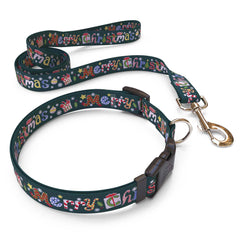 Matching Merry Christmas Dog Collar and Leash