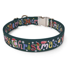 Merry Christmas Sterling Premium Dog Collar