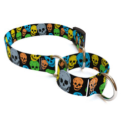 Neon Skulls Martingale Dog Collar