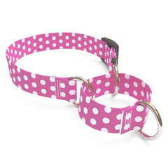 New Pink Polka Dot Martingale Dog Collar